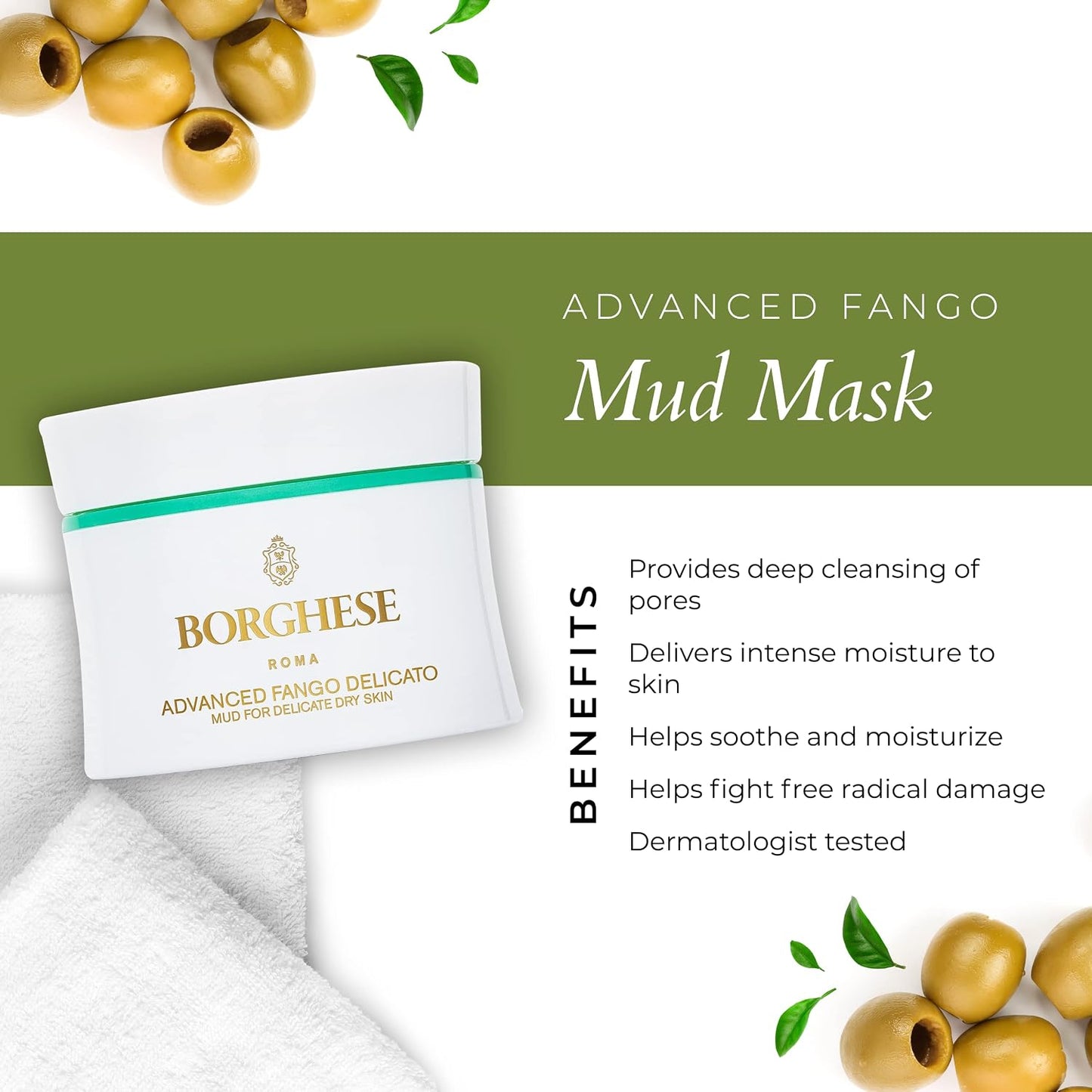 Borghese Advanced Fango Delicato Mud for Delicate Dry Skin, 2.7 oz