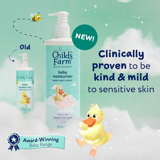 Childs Farm Baby Moisturiser, Baby Soft Scent | Moisturising &amp; Hydrating | Suitable for Newborns with Dry, Sensitive Skin, 500ml