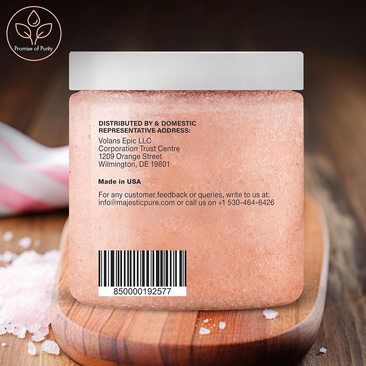 MAJESTIC PURE Himalayan Salt Body Scrub with Lychee Oil, Exfoliating Salt Scrub to Exfoliate &amp; Moisturize Skin, Deep Cleansing - 283 g