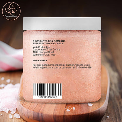 MAJESTIC PURE Himalayan Salt Body Scrub with Lychee Oil, Exfoliating Salt Scrub to Exfoliate &amp; Moisturize Skin, Deep Cleansing - 283 g