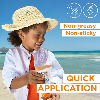 Garnier Ambre Solaire Sun Cream SPF 50+ Sensitive Advanced Kids Anti-Sand Sun Protection Mist Spray, Very High Protection UVA &amp; UVB, Water Resistant, For Face &amp; Body, Cruelty Free 150ml