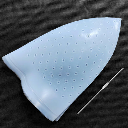 Losaria 9 Pcs Highlighting Cap Kit Pre Holed Highlighting Cap Holes Opened Highlights Cap Hair Dye Cap Silicone Streaking Cap Frosting Cap with Disposable Professional Hair Colouring Dye Tools Kit