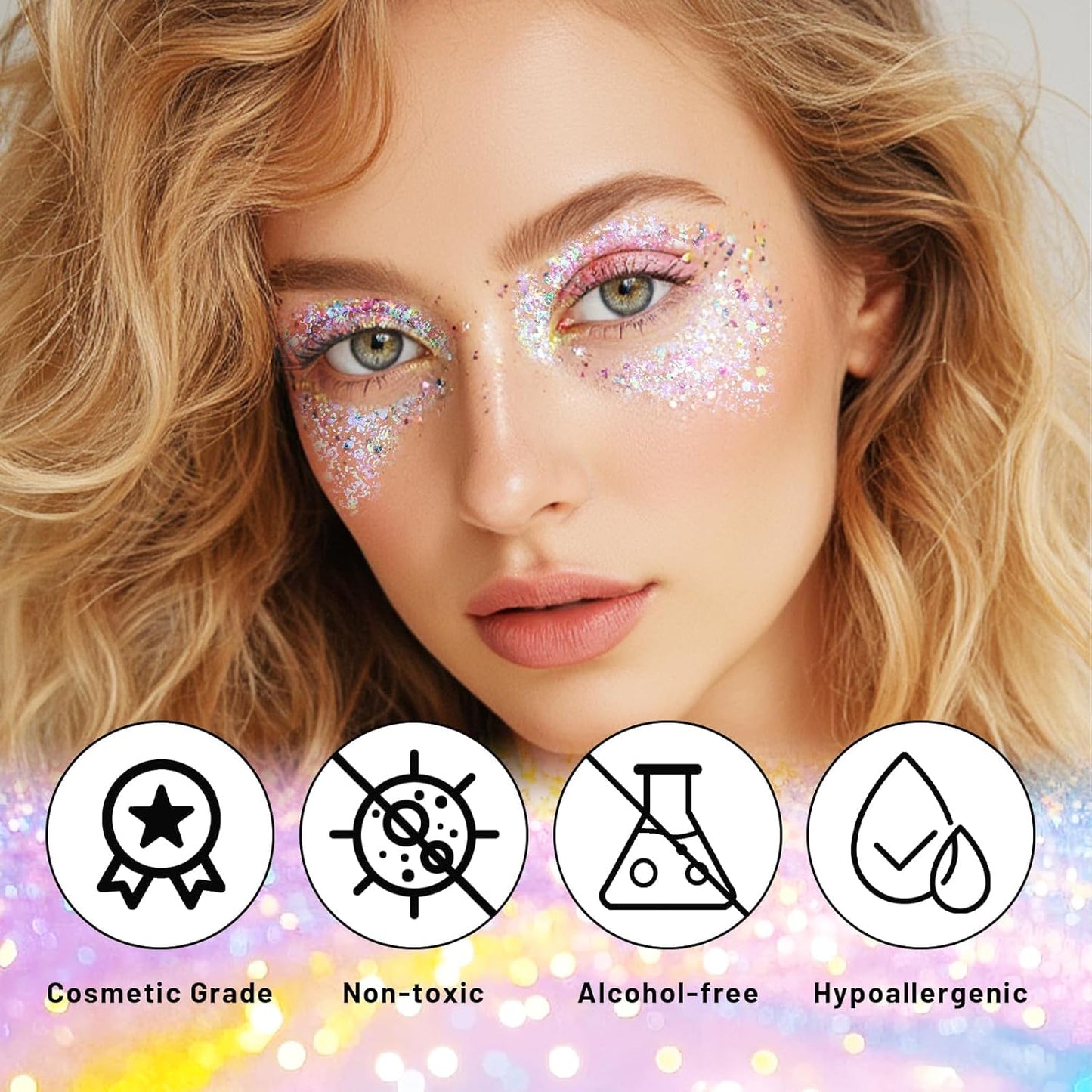 Prreal Body Glitter Stick, Sparkly Face Glitter Gel Makeup,Holographic Hair Glitters Mermaid Sequins Makeup Rave Outfits for Women, Shimmer Face Paint Stick Festival Accessories, Dazzle