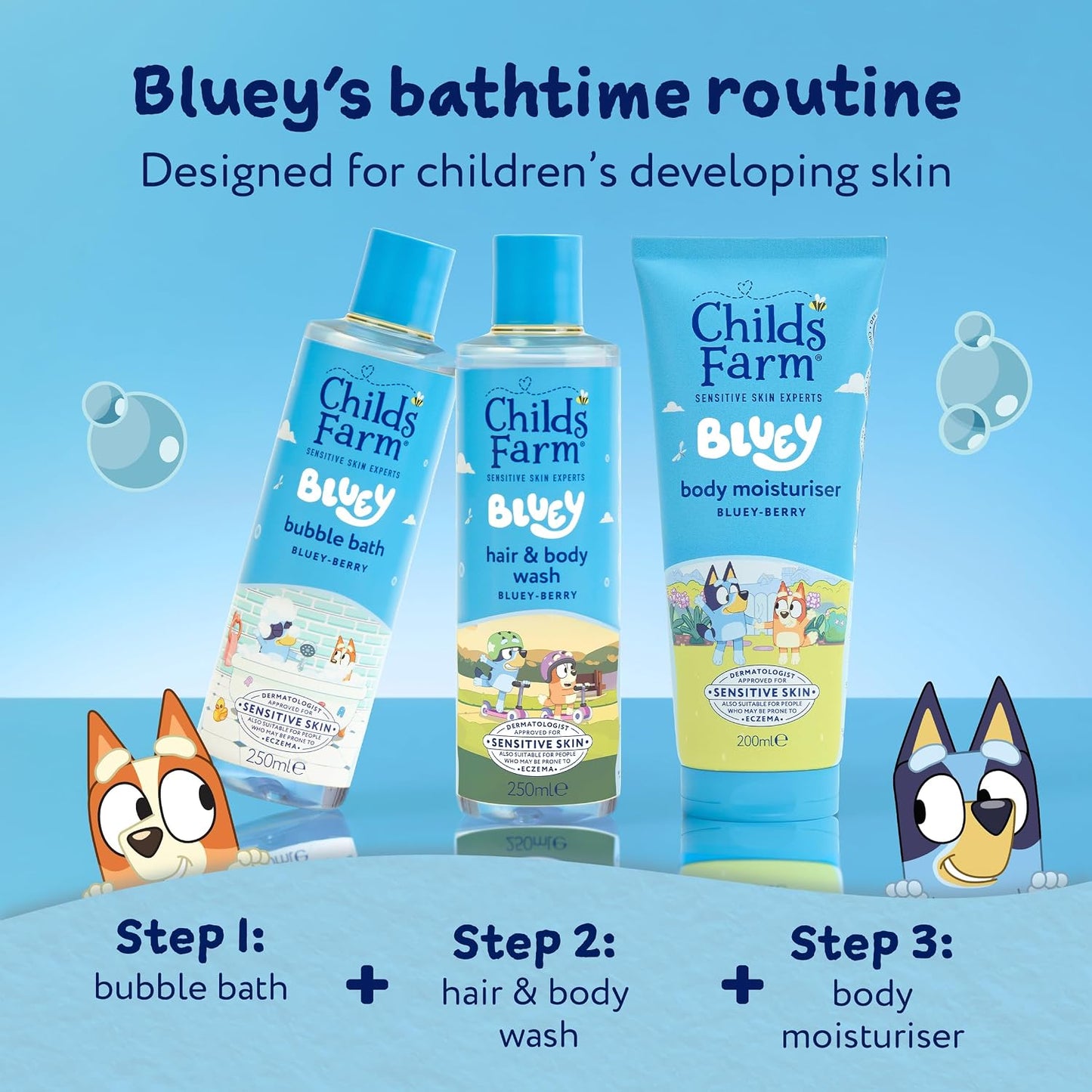 Childs Farm Kids Bluey Moisturiser, Bluey-Berry | Soothing, Moisturising &amp; Hydrating | Suitable for Dry, Sensitive Skin, 200ml