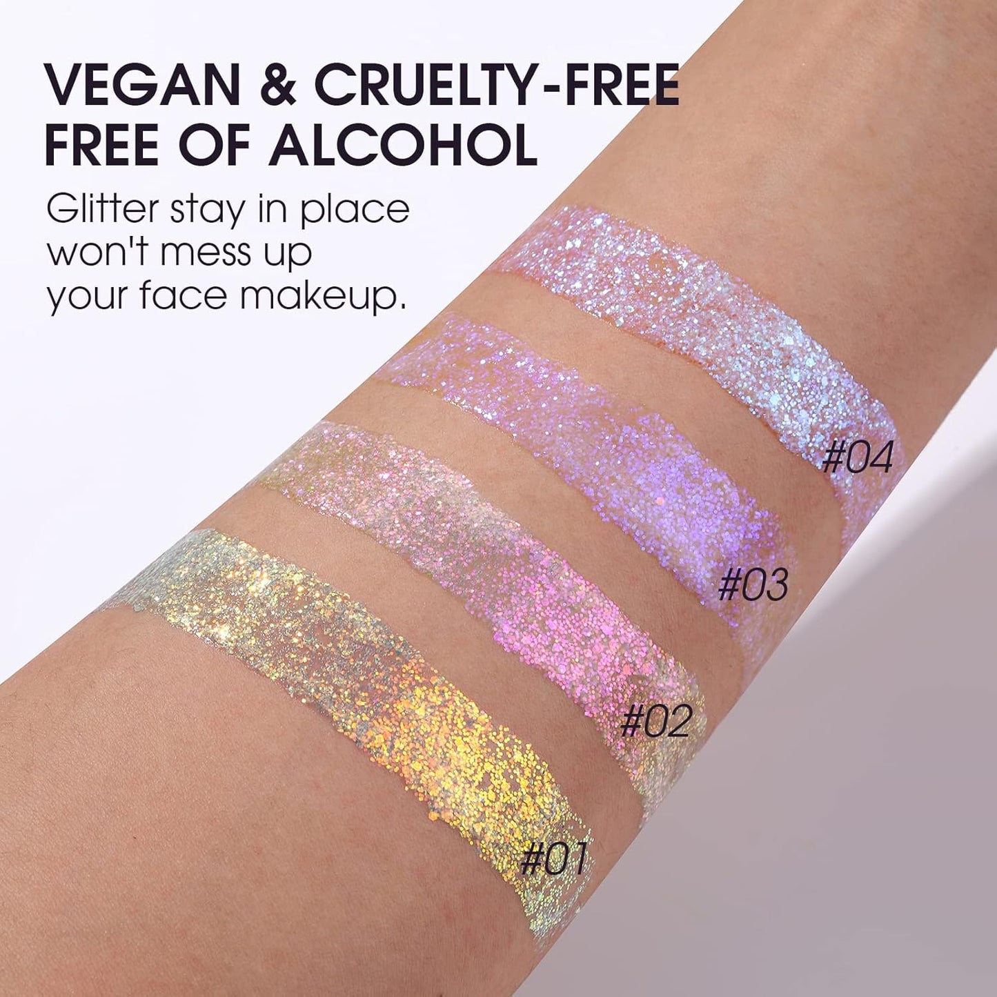 LANGMANNI Holographic Body Glitter Gel for Body, Face, Hair and Lip.Color Changing Glitter Gel Under Light. Vegan &amp; Cruelty Free-1.35 oz (2# Sparkling Pink)