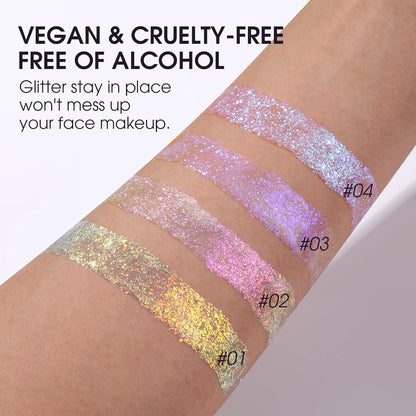 LANGMANNI Holographic Body Glitter Gel for Body, Face, Hair and Lip.Color Changing Glitter Gel Under Light. Vegan &amp; Cruelty Free-1.35 oz (2# Sparkling Pink)