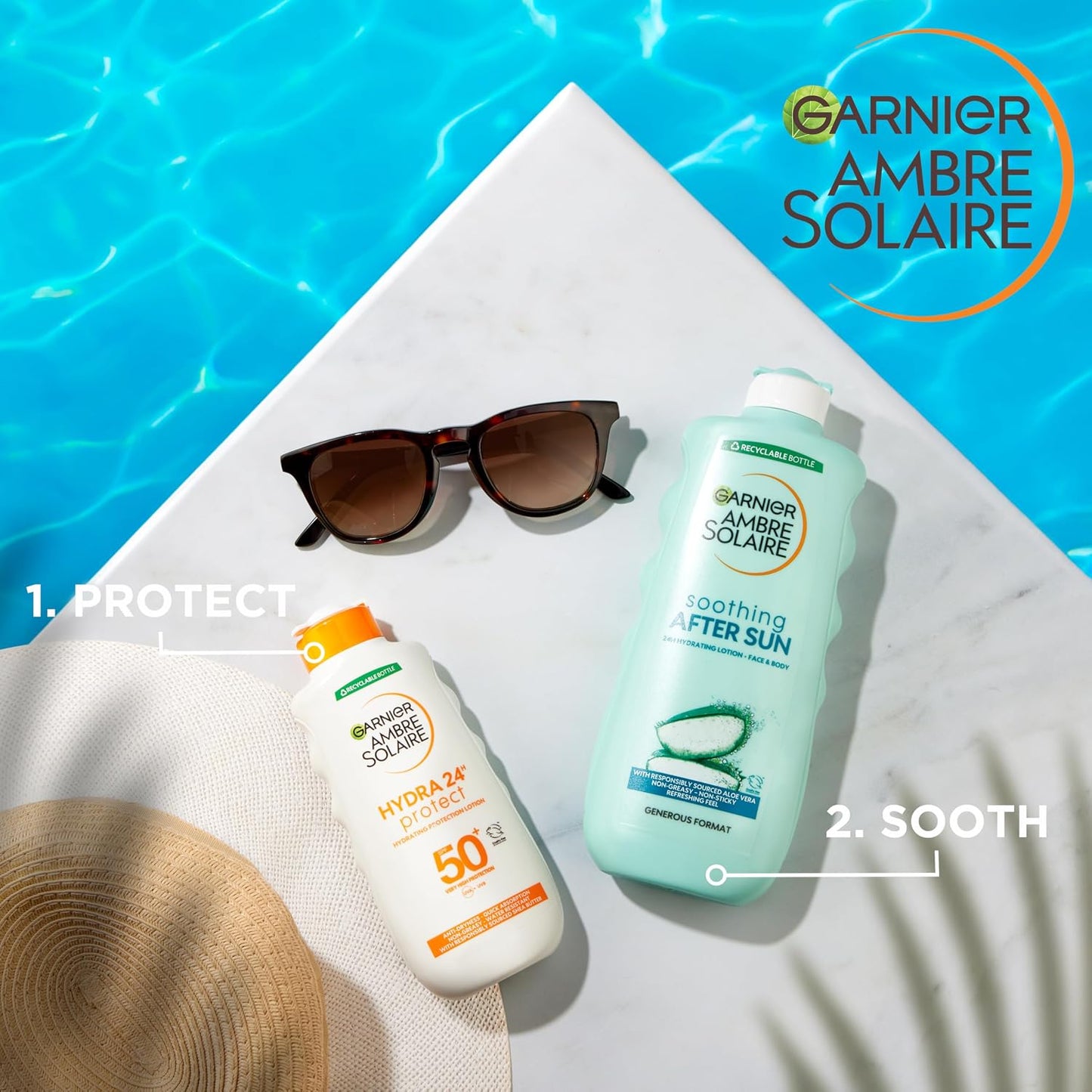 Garnier Ambre Solaire After Sun Lotion, for Face &amp; Body, with Naturally Derived Aloe Vera, Intensely Rehydrates Skin, Instant Cooling Effect, Approved by Cruelty Free International, 400 ml