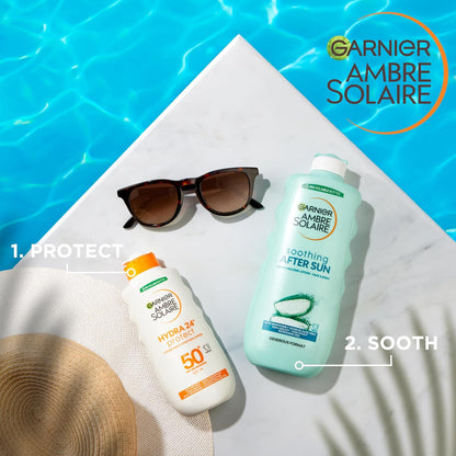 Garnier Ambre Solaire After Sun Lotion, for Face &amp; Body, with Naturally Derived Aloe Vera, Intensely Rehydrates Skin, Instant Cooling Effect, Approved by Cruelty Free International, 400 ml