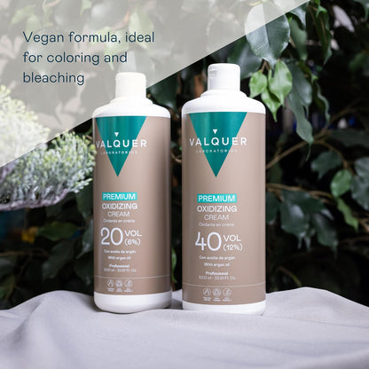 VALQUER Premium Cream Peroxide 20 Vol. | 1 L | Professional Cream Developer for Hair Colour &amp; Bleaching with Argan Oil | 6% Formula | Vegan