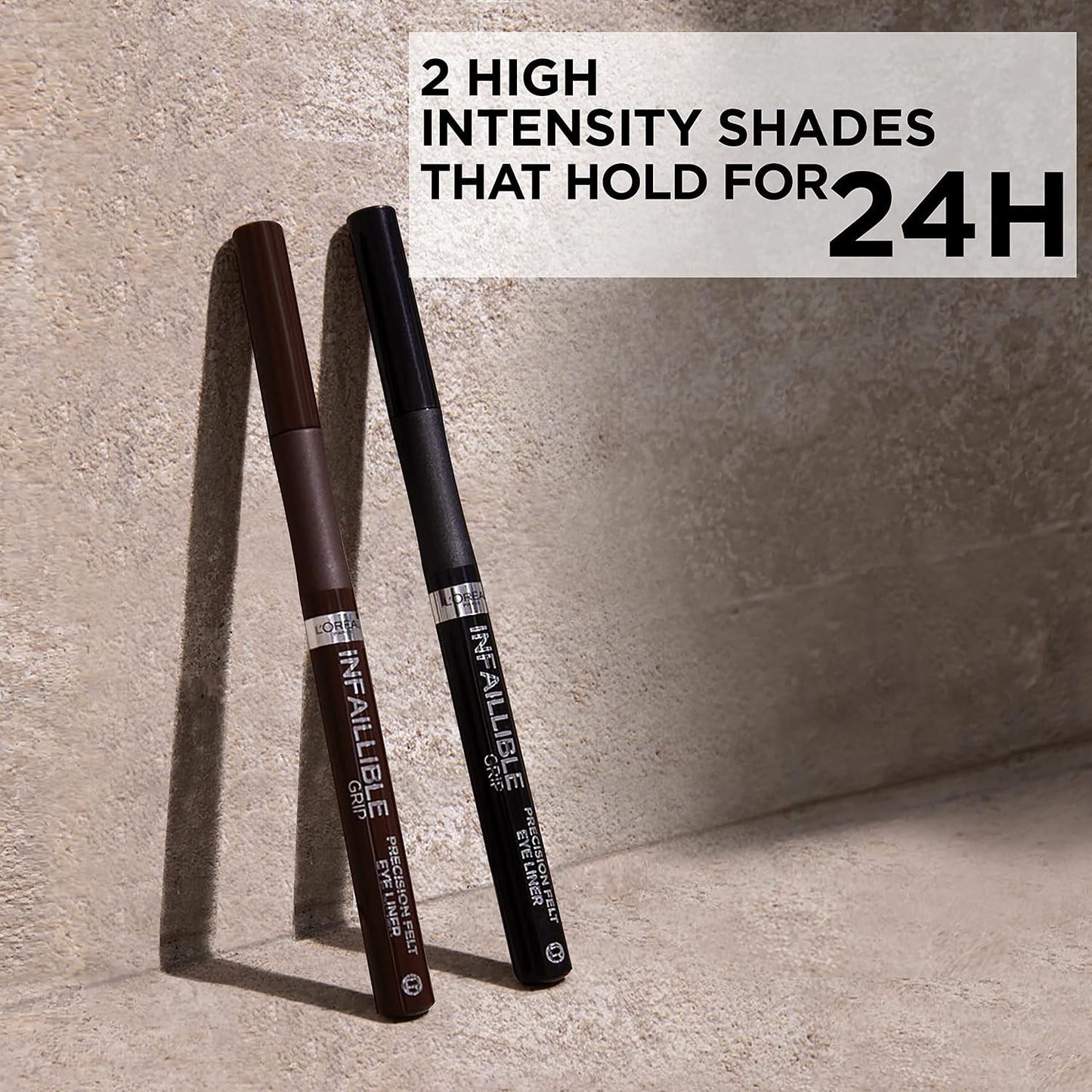 L'Oréal Paris Infallible Precision Felt Eyeliner with 0.4mm Ultra-Fine Tip for Intense Colour Pay-Off, 27H Longwear Waterproof and Rub-Proof Formula, Eyeliner Black