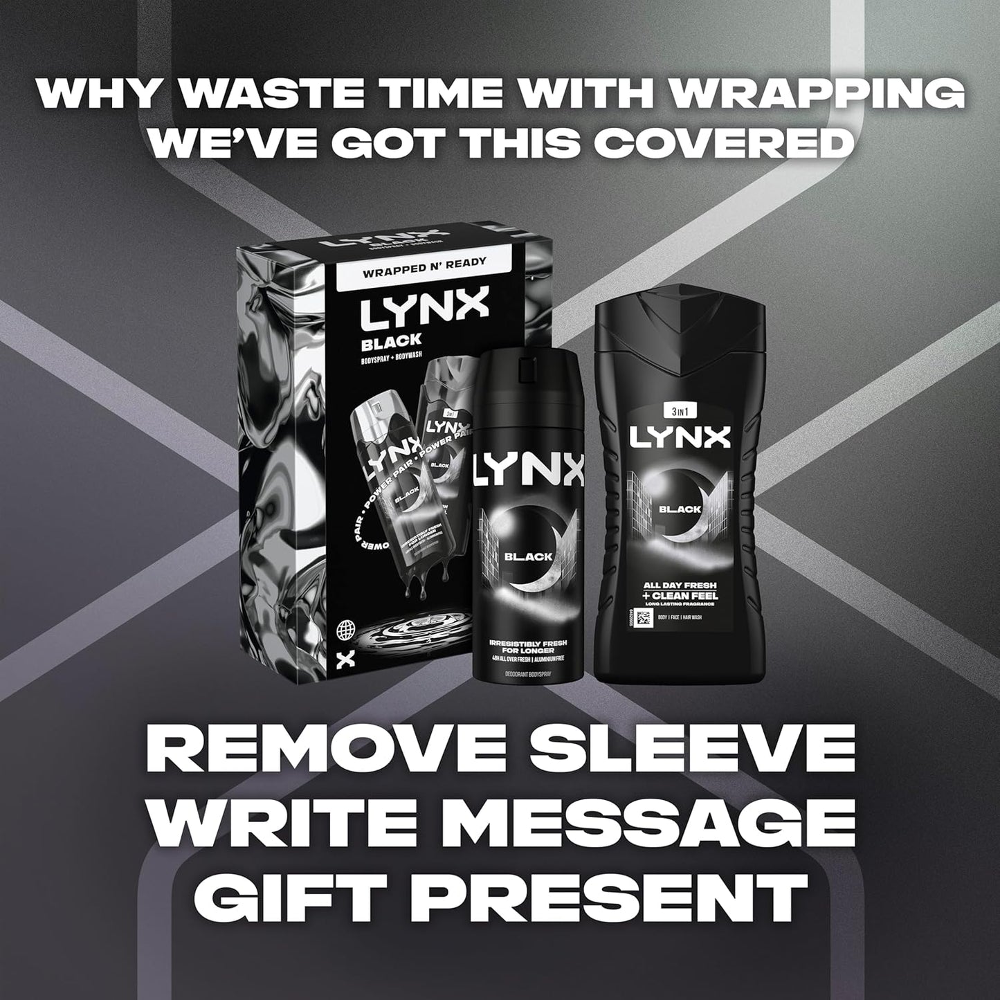 Lynx Black Duo Gift Set with a body wash and a body spray perfect for any occasion 2 piece