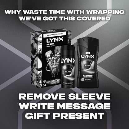 Lynx Black Duo Gift Set with a body wash and a body spray perfect for any occasion 2 piece