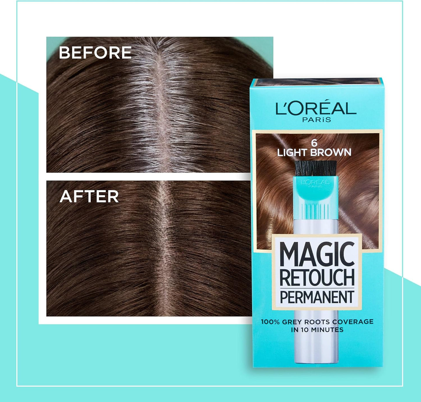 L'Oréal Paris Magic Retouch Instant Root Spray, Dark Brown 4. Delivers flawless coverage for grey regrowth in 3 sec. 75ml Dark Brown 4 shade provides a quick, easy natural-looking solution for roots.