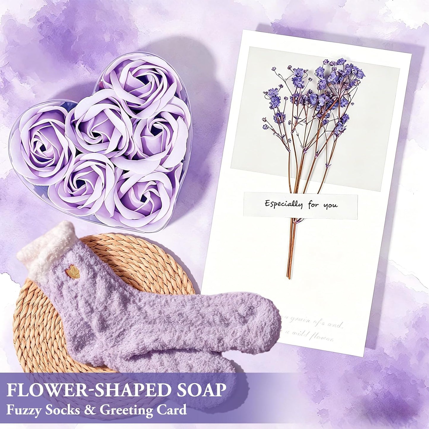 Birthday Gifts for Women, 11 Pcs Self Care Gift Basket Set for Friend Mum Sister, Purple Themed Get Well Soon Pamper Box, Relaxation Spa Presents for Her, Inspirational Cheer Up Thank You Care Pack