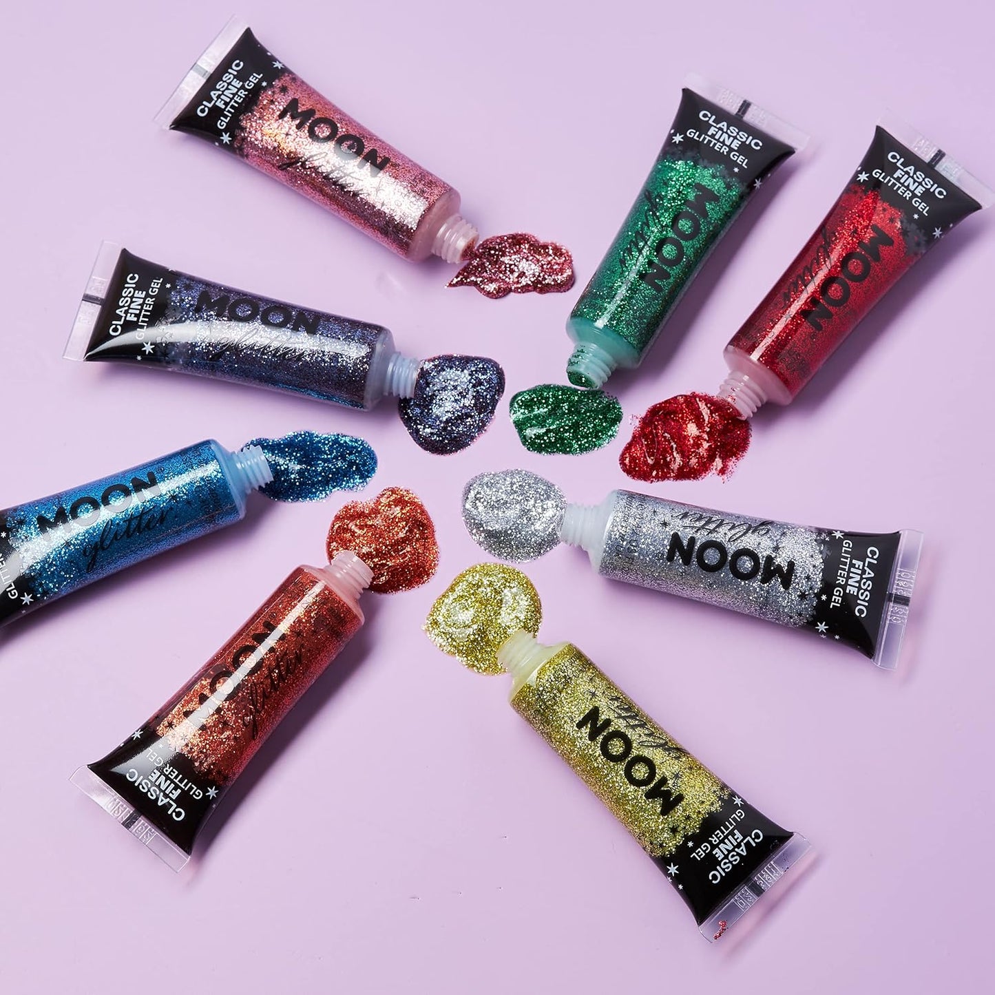 Classic Fine Face &amp; Body Glitter Gel by Moon Glitter - Red - Cosmetic Festival Glitter Face Paint for Face, Body, Hair, Nails - 12ml