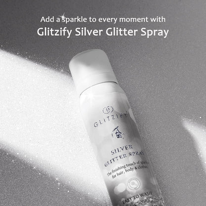 Silver Body Glitter Spray for Hair &amp; Clothes - Eco-Friendly Festival Shimmer, Quick-Dry Washable Fragrance-Free, 140ml Sustainable Shine