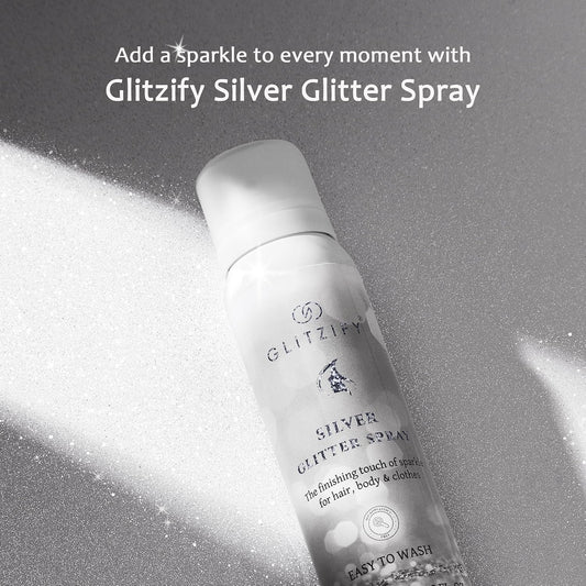 Silver Body Glitter Spray for Hair &amp; Clothes - Eco-Friendly Festival Shimmer, Quick-Dry Washable Fragrance-Free, 140ml Sustainable Shine