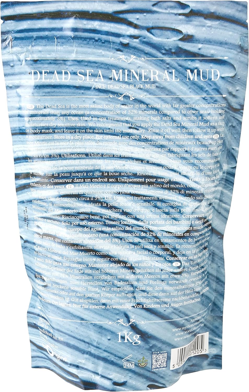 Mystic Moments | Dead Sea Mineral Mud | Natural Spa-Grade Raw Material | Rich in Magnesium, Bromides &amp; Potassium | Skin Detox &amp; Moisturising | Ideal for Masks, Scrubs &amp; Spa Treatments | 1Kg