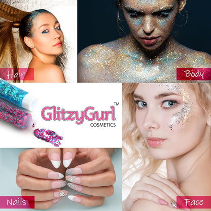 Holographic Glitter Face and Body Gel 8 Pack Cosmetic Glitter, Body Glitter, Hair Glitter, Festival Gel