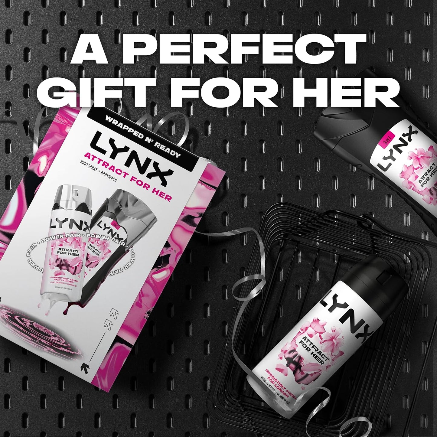 Lynx Attract for Her Gift Set- 50ml Body Spray &amp; 225ml Body Wash, Fresh Fragrance Duo, Feminine Scent, Great for Gifting or Everyday Use