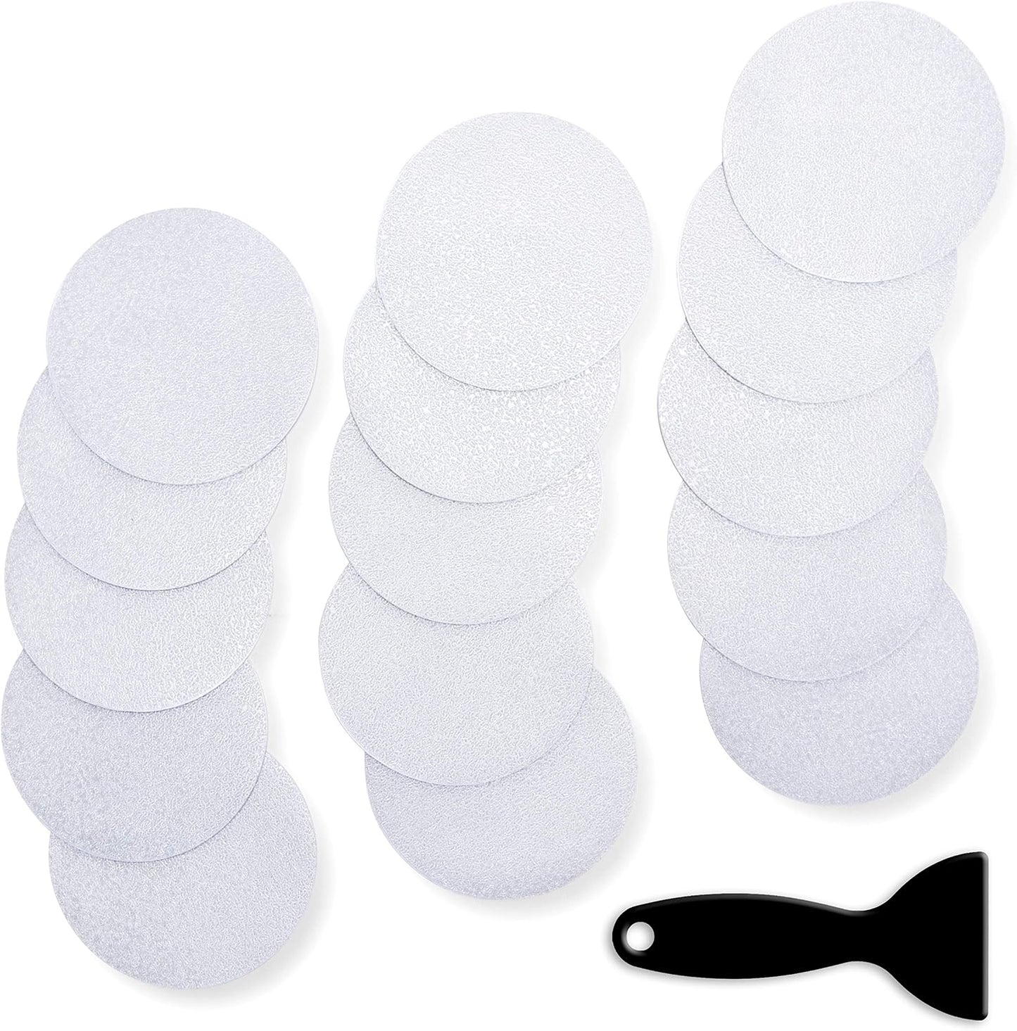 15 Big Transparent Anti-Slip Stickers for Bath and Shower | Textured Non-abrasive Stickers for Better Grip | Discreet Self Adhesive Circles with 4 in (10cm) diameter for better Safety | With Scraper