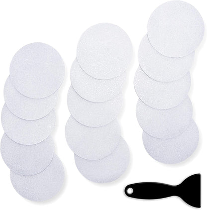 15 Big Transparent Anti-Slip Stickers for Bath and Shower | Textured Non-abrasive Stickers for Better Grip | Discreet Self Adhesive Circles with 4 in (10cm) diameter for better Safety | With Scraper