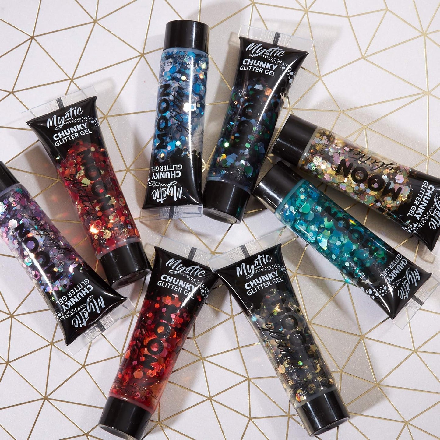 Mystic Chunky Face &amp; Body Glitter Gel by Moon Glitter - Fairytale - Cosmetic Festival Glitter Face Paint for Face, Body, Hair, Nails - 12ml