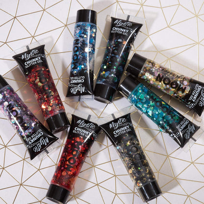 Mystic Chunky Face &amp; Body Glitter Gel by Moon Glitter - Fairytale - Cosmetic Festival Glitter Face Paint for Face, Body, Hair, Nails - 12ml