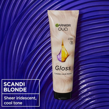 Garnier Olia Gloss - 10 Min Tinted Hair Mask – Scandi Blonde –Up to 72h Mirror-Like Shine* With A Touch Of Colour For Up To 6 Washes** - Corrects Up To 1 Year Of Damage***
