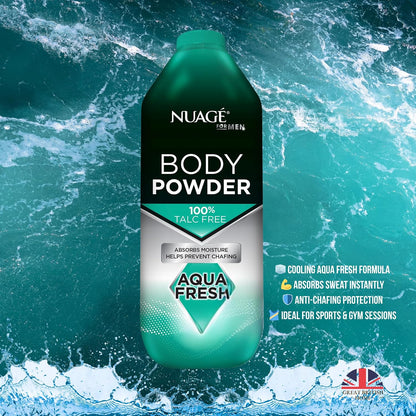 New Nuage Talc Free Body Powder for Men Bundle – 250g Cool Musk &amp; 250g Aqua Fresh – 2 Pk Talc Free Powder for Women &amp; Men – Anti-Chafing &amp; Fresh Skin by GBH