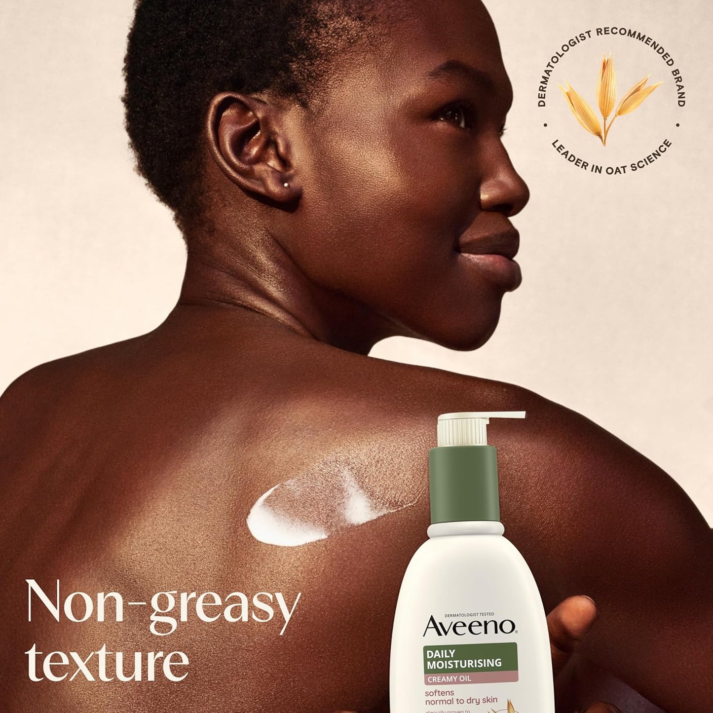 Aveeno Daily Moisturising Creamy Oil (1 x 300ml), Moisturiser with Nourishing Oat and Sweet Almond Oil, Softens and Smoothes Skin, Non-Greasy and VeganBody Cream Suitable for Sensitive Skin