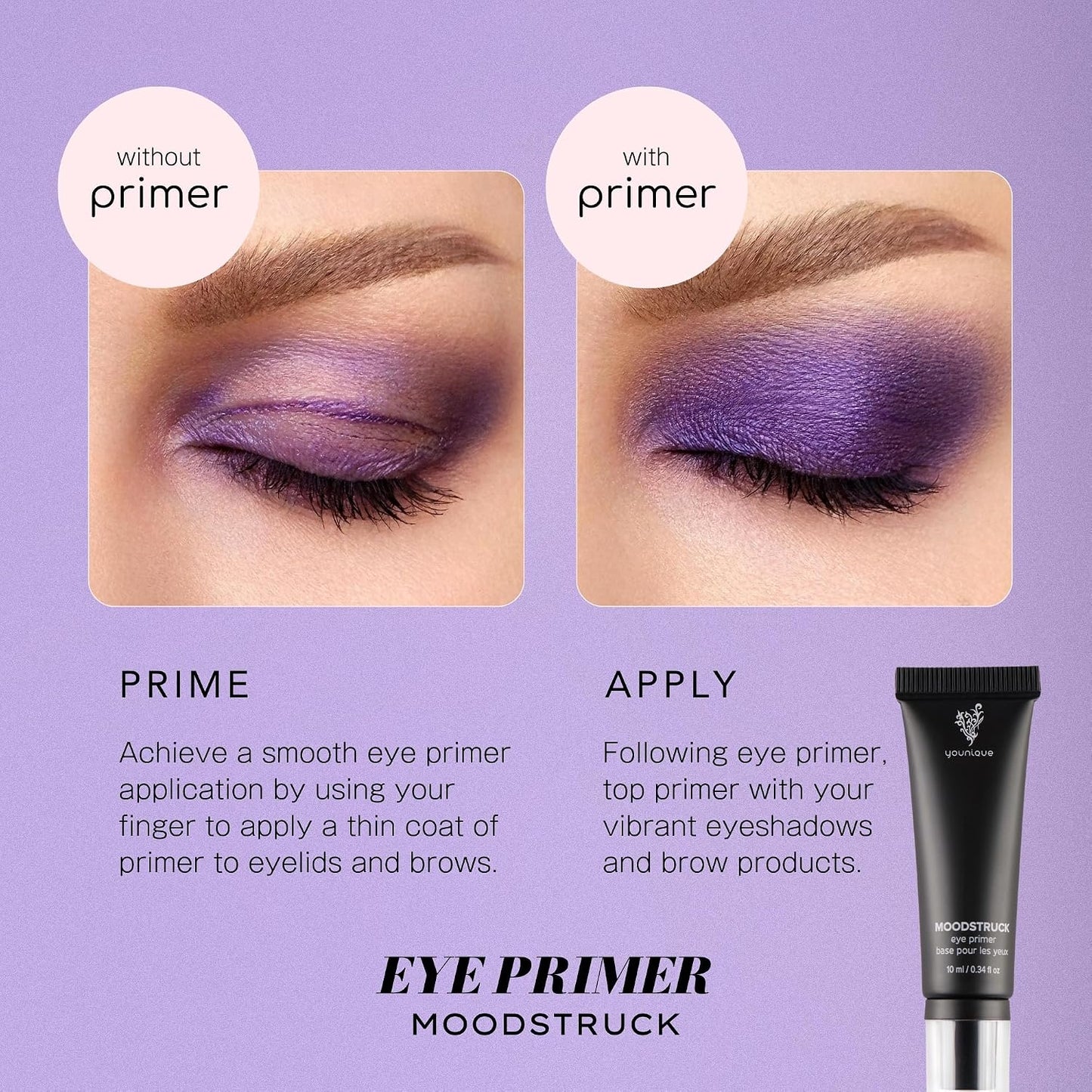 Younique MOODSTRUCK Eye Primer | Neutral Tint for All Skin Tones | 10ml | Eyelid Skin Care | Lightweight | Crease-Free Eyeshadow Base | Enhances Color &amp; Pigmentation