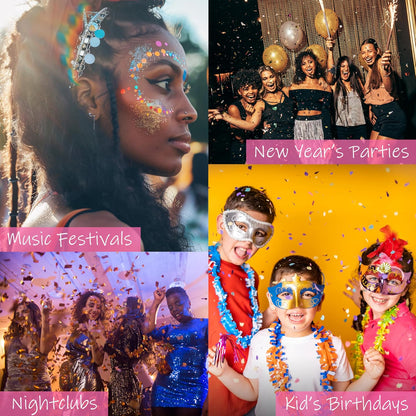 Holographic Glitter Face and Body Gel 8 Pack Cosmetic Glitter, Body Glitter, Hair Glitter, Festival Gel