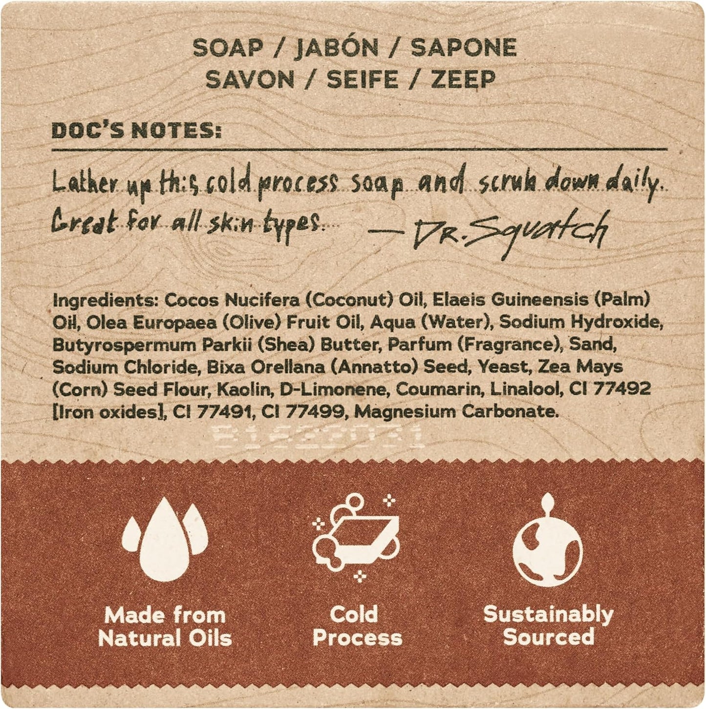 Dr. Squatch Natural Men’s Bar Soap - Cold Process Body Soap Bar with Natural Oils - Gifts for Men - Wood Barrel Bourbon (142g, 3 pack)