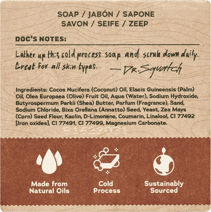 Dr. Squatch Natural Men’s Bar Soap - Cold Process Body Soap Bar with Natural Oils - Gifts for Men - Wood Barrel Bourbon (142g, 3 pack)