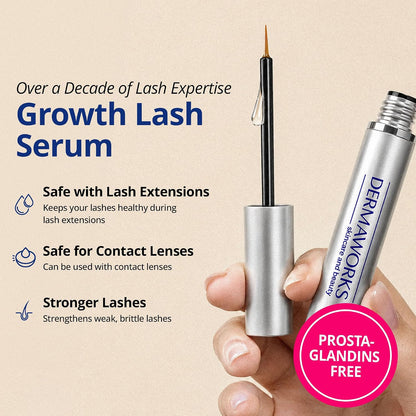 DERMAWORKS Spectaculash Lash Serum 3 ml | Eyelash Serum for Growth and Thickness | Clinically Formulated Peptide Serum, Vegan &amp; Cruelty-Free | Eyelash Growth Serum for Longer, Fuller Lashes in 60 Days
