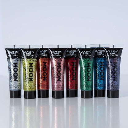 Classic Fine Face &amp; Body Glitter Gel by Moon Glitter - Red - Cosmetic Festival Glitter Face Paint for Face, Body, Hair, Nails - 12ml