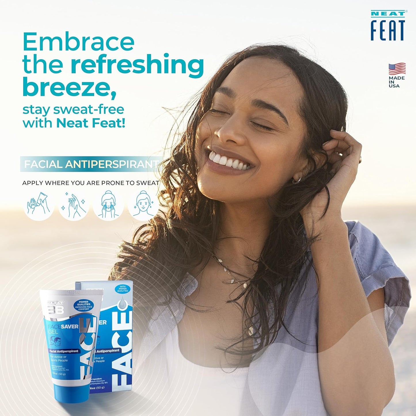 Neat Feat 3B Face Saver Antiperspirant Gel for Facial Perspiration and Shine, 1.76 Fluid Ounces
