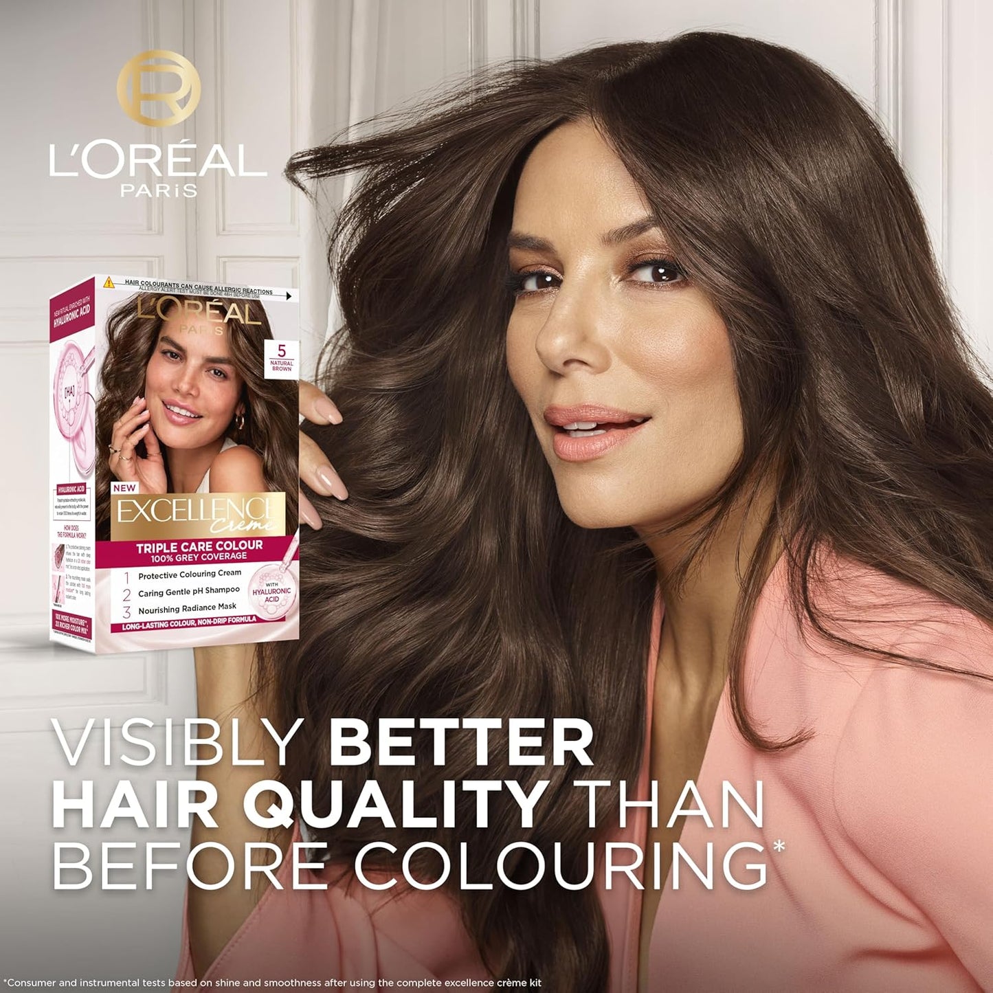 L'Oréal Paris Excellence Crème Permanent Hair Dye, Radiant At-Home Hair Colour with up to 100% Grey Coverage, Pro-Keratin, Up to 8 Weeks of Colour, Colour: 5 Natural Brown
