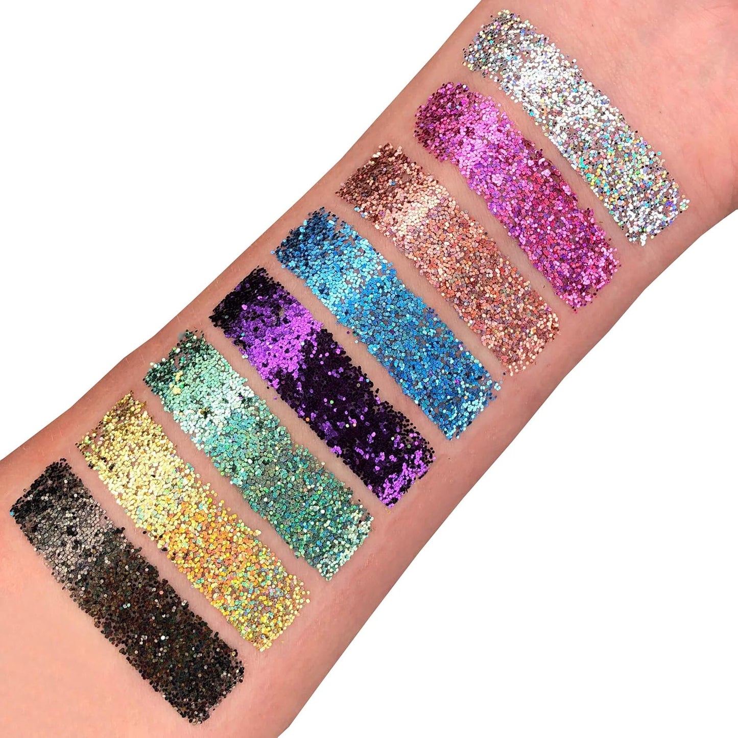 Holographic Fine Face &amp; Body Glitter Gel by Moon Glitter - Black - Cosmetic Festival Glitter Face Paint for Face, Body, Hair, Nails - 12ml