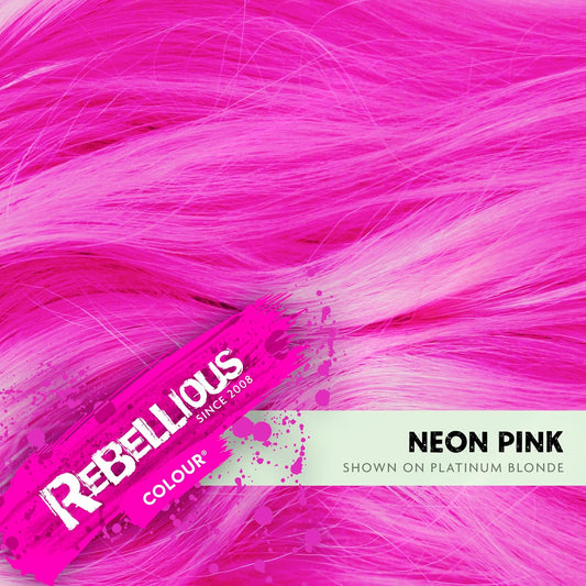 Rebellious Colours 100% Vegan Semi Permanent Hair Dye Colour (100ml), bright Neon shades that glow under UV Blacklight, Vegan &amp; Cruelty free (Neon UV Pink)