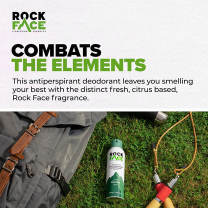 Rock Face Antiperspirant Deodorant for Men - Original Fresh Citrus Scent, 200ml Spray, 48 Hour Protection, Non-Staining