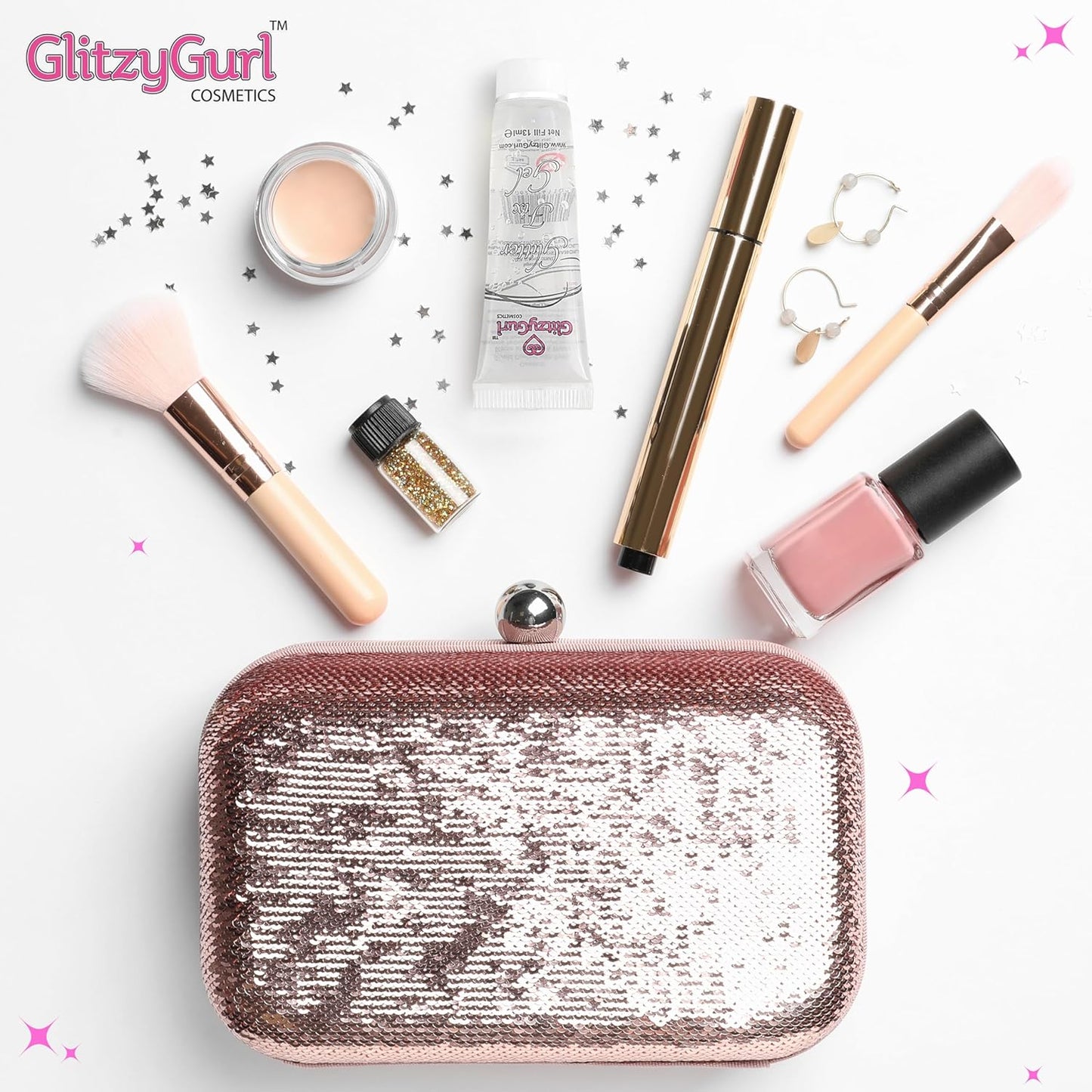 GlitzyGurl Glitter Fix Gel Face Body Adhesive Primer for Glitter, Eye dust, Pigment Eye Shadow Pack of 5