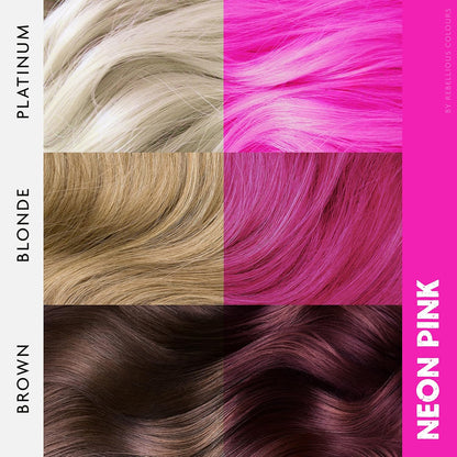 Rebellious Colours 100% Vegan Semi Permanent Hair Dye Colour (100ml), bright Neon shades that glow under UV Blacklight, Vegan &amp; Cruelty free (Neon UV Pink)