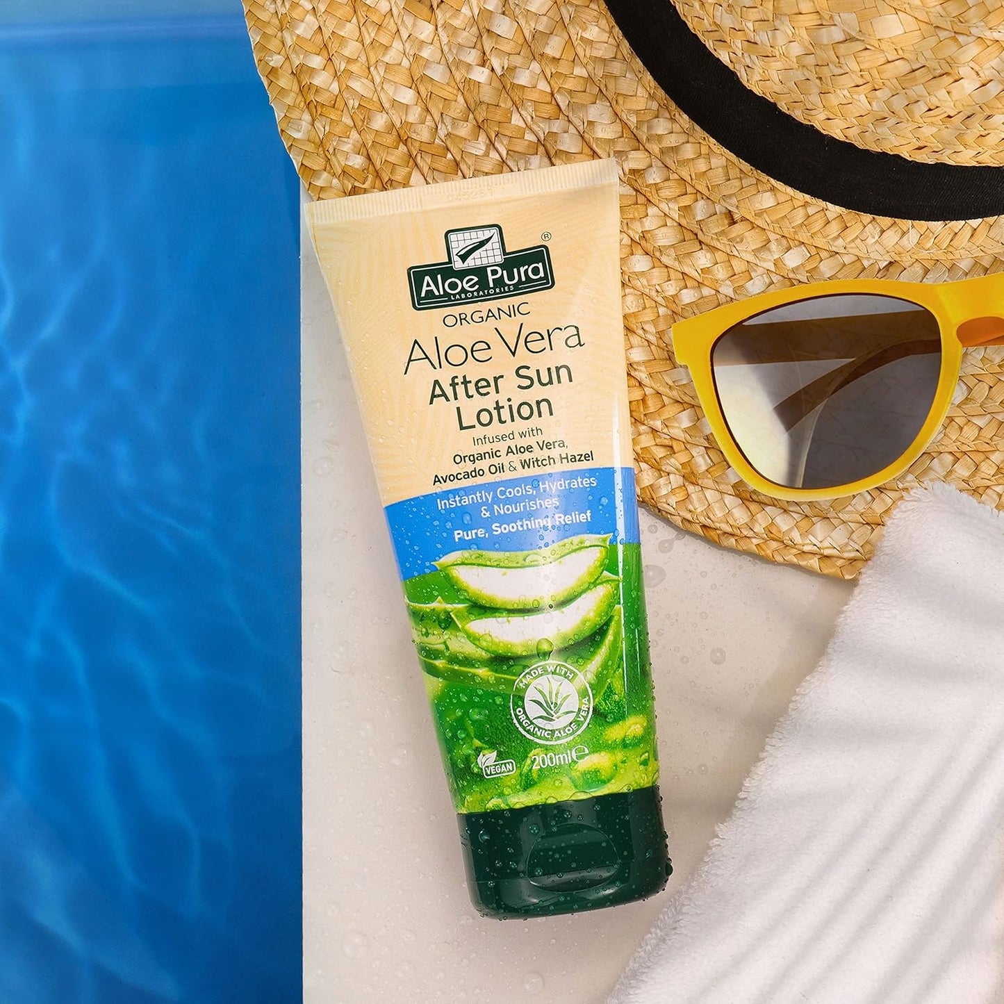 Aloe Pura, Organic Aloe Vera Aftersun Lotion, Natural, Vegan, Cruelty Free, Paraben &amp; SLS Free, Soothing, 200ml