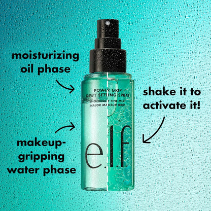 e.l.f. Power Grip Dewy Setting Spray, Long-Lasting Formula, Grips Makeup For A Hydrated, Dewy Finish, Vegan &amp; Cruelty-Free