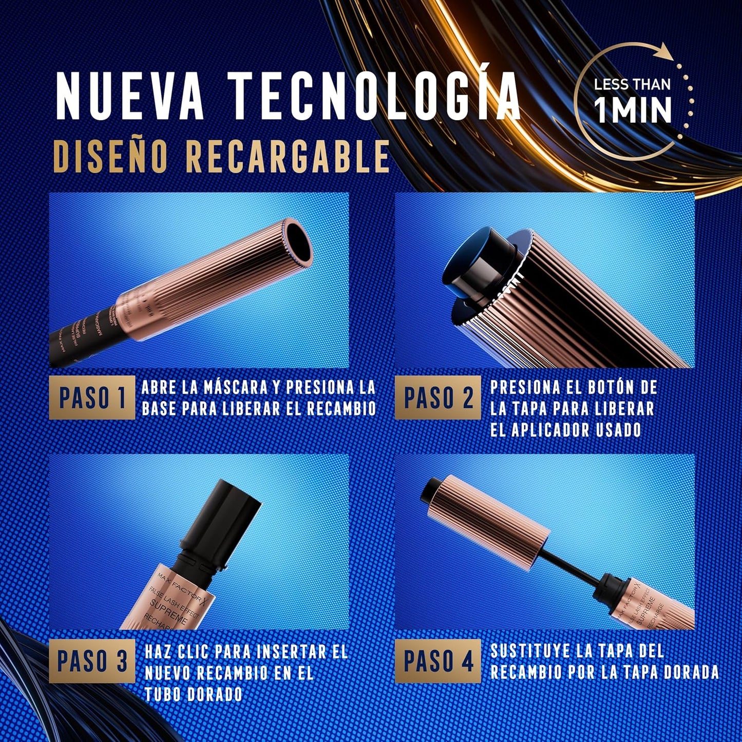 Max Factor False Lash Effect Supreme Recharge Mascara - Black, Instant 7x Volume, Healthier-Looking Lashes, Keratin-Rich Formula, Refillable Mascara