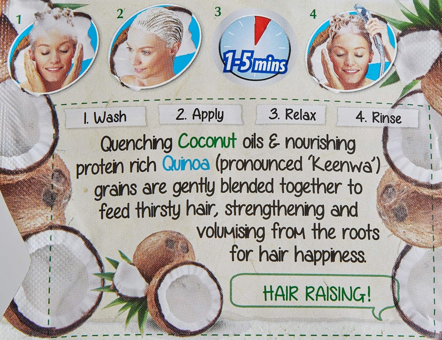 Montagne Juenesse 7th Heaven Coconut Protein Rescue Mask, White, 25 ml (Pack of 4)