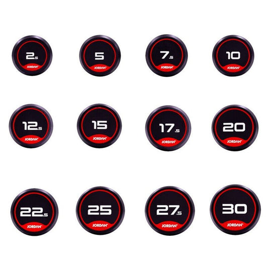 JORDAN CLASSIC RUBBER DUMBBELL SET (2.5-30kg / 12 pairs)