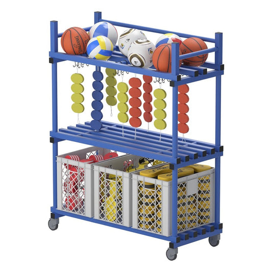 VENDIPLAS MOBILE SHELF STORAGE UNIT WITH HOOKS - BLUE